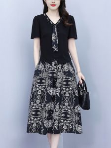MAIMEI | Stylish V-Neck Printed Womens Dresses 2 Pieces