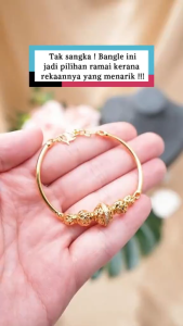 GELANG TANGAN Boba Saduran Emas 24K Permata Putih Zhulian