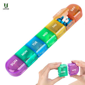 UNTIOR Weekly Pill Box Detachable 7 Compartments Tablets Holder Medicines Storage Case Drug Container Vitamin Fish Oil Organizer