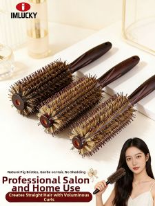 IMLUCKY | Boar Bristle Hair Salon Professional Home Use Straight Inner Curl Volume Rolling Brush