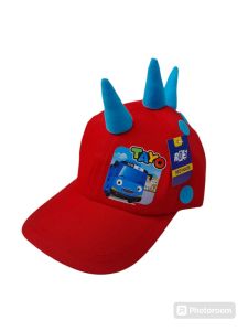 topi anak cewek cowok tanduk + dtf lucu
