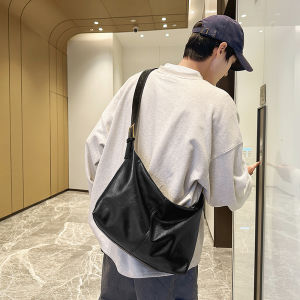 Túi Đeo Vai Đơn Giản Cho Nam Túi Đeo Chéo Hình Bánh Bao Thường Ngày Túi Đi Làm Bằng Da PU Túi Đeo Chéo Nhỏ Màu Trơn