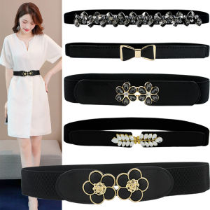 Decorative Wide Belt Adjustable High Elasticity Rhinestone Design