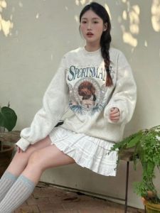 Gray Sweater Pleated Skirt Two-piece Set Autumn Milk Sweet Series Preppy Style Playful and Lively Young Adult Trendy Outfit Dress