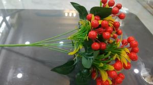 Cành cherry đỏ 7 nhánh dài 35cm trang trí Tết