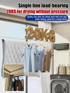 Indoor Retractable Wire Drying Rack Holefree Balcony Indoor Wire Rope