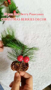 10PCS Artificial Berry Pine Cone Crafts For Holiday Decor Flower Christmas Branch