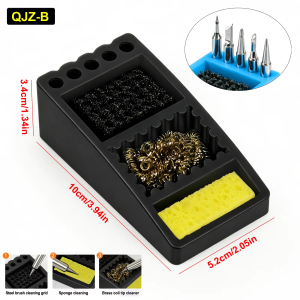 NEWACALOX Soldering Iron Tip Cleaner Sponge Brush Copper Wire Ball 3-in-1 Solder Nozzle Tin Removal Silicone Tin Slag Box