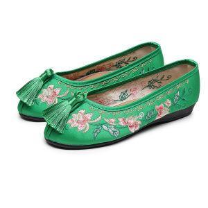Tassel Cloth Shoes Womens Ethnic Style Embroidered Shoes New Soft-soled Mother Shoes Original Antique Cloth Shoes Cheongsam