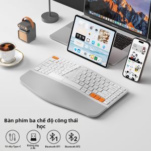 B.O.W | Bộ Bàn Phím và Chuột Bluetooth 3 Chế Độ Ergonomic Dùng Văn Phòng Gõ Phím Êm
