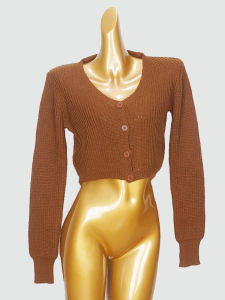 เสื้อคาร์ดิแกนถักแขนยาวเอวสูง คอวี กระดุมเดียว สำหรับผู้หญิง ฤดูใบไม้ร่วง 2025 แฟชั่นสตรีท แขนยาว ปกติ