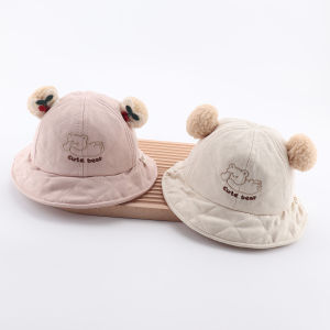 Baby Fishing Cap Windproof Warm Childrens Bucket Hat Boy Girl Winter Fashionable Korean Style Adjustable Cotton Casual Hat