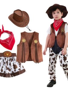ฮาโลวีนเด็กเครื่องแต่งกายคาวบอยตะวันตกบทบาทเล่นเครื่องแต่งกายเด็กในวัยเด็กพรรคเสื้อผ้าประสิทธิภาพ