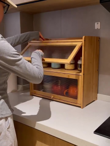 ตู้ครัว พลิกประตู ตู้ไม้เก็บของย้อนยุค ทนฝุ่นและน้ำ ความจุขนาดใหญ่ มัลติฟังก์ชั่น การจัดเก็บสิ่งของขนาดเล็ก ราคาหน้าโรงงาน