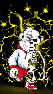 KIZARU Heavyweight Boxy Oversized 16s T-Shirt Origin MONKEY SKELETON