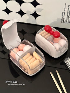 Large Capacity Makeup Sponge Storage Box Transparent Flip Cover Cosmetic Puff Dustproof Storage Rack for Desktop Organization