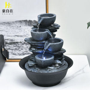 Modern Minimalist Home Decor Mini Fountain Desktop Decoration Resin Material Living Room TV Cabinet Tea Table Bedside Table Gift