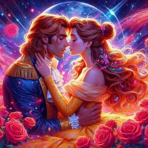 1 piece - Potdemiel-5D-DIY - Flocking cloth - Special drill - Diamond painting set - Rose couple - Diamond art