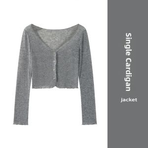 YUEZHONGWEI | Short Sleeve Ice Silk Sun Protection Open Cardigan Summer Thin Strap Dress