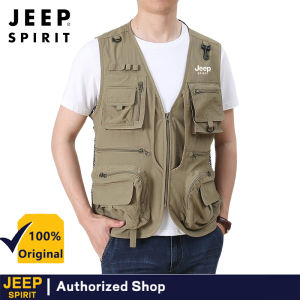 Jeep tinh thần Nam Vest Lưới Đánh Cá nhiều túi áo vest mỏng giải trí ngoài trời leo núi Vai Quần áo bảo hộ