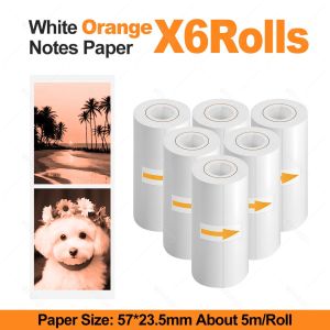 6/8Rolls Thermal Printer Papers 57mm HD Color Thermal Papers for Inkless Mini Portable Pocket Photo Children Camera Printer