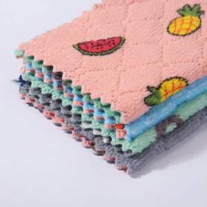 Khăn lau bếp đa năng 2 mặt hoạ tiết hoạt hình cute lau bát dĩa chén  bàn ghế siêu thấm nước (size 25x25cm)