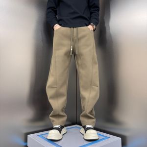 Thickened Fleece Lined Wide Leg Casual Pants American Style Warm Straight Cut Sports Trousers Loose Fit Youthful Polyester Fiber
