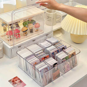 Acrylic Storage Box Self-Printing Fan Card Brick Cover Flip Style Rectangle Dustproof for Bedroom Desktop Organizer Toy Storage