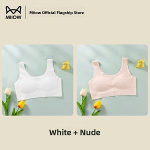 MiiOW | Catwoman Girls Sports Bra Thin Summer School Students Development Stage One No Trace Vest Style Underwear Fixed Strap Design