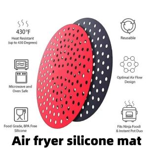 291--Silicone Air Fryer Mat & Liner - Easy-to-Clean Silicone Air Fryer Accessory