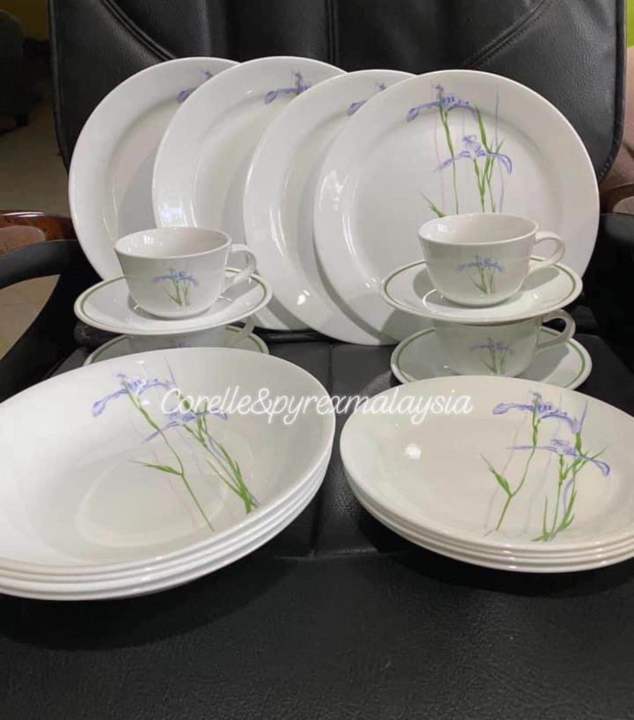 Corelle Shadow Iris 20 pcs (dgn cawan bulat penuh (discontinue