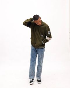 Roughneck VB020 Army Green 1991 Curve Varsity Jacket
