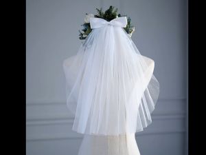 【COD+IN STOCK】Wedding Accessories Two Layer Short Simple Lace Edge White Ivory Bridal Veil With Comb Womens Tulle Wedding Veil