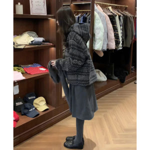 NIUVIES | Quần Áo Ngoài Lông Cừu Hooded Thu Đông Mới Phong Cách Hàn Quốc Size Nhỏ