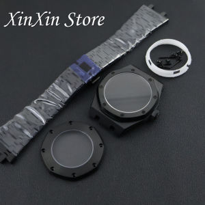 PVD Black 41mm AP Watch Parts For NH34 NH35 NH36 Movement Transparent Back Sapphire Crystal AP Watch Case Modified Accessories