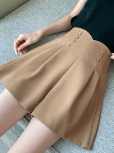 กางเกงขาสั้นสูทเอวสูงทรงเอเอวสูงสำหรับผู้หญิงในช่วงฤดูร้อนปี 2025 กางเกงขายาวทรงหลวมลำลองสำหรับผู้หญิง ทรงเข้ารูป