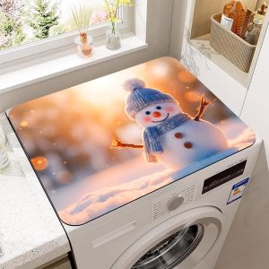 ผ้าคลุมเครื่องซักผ้าลายตุ๊กตาหิมะคริสต์มาสน่ารัก ยี่ห้อ VIKAMA ป้องกันฝุ่น กันลื่น ซึมซับน้ำ ใช้ตกแต่งบ้าน