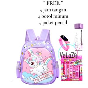 Tas ransel unicorn tas ransel sekolah anak perempuan TK SD gratis botol minum jam tangan paket pinsil tas ransel anak tas sekolah anak