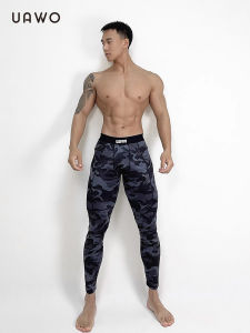 Uawo Mens Camouflage Fitness Pants Compression Training Tight Quick Dry Base Layer Pants Autumn Winter Sports Leisure
