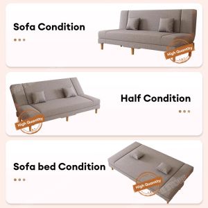 SUNNY Sofa Bed Single/Double/King 90/120/150/200CM Grey Solid Wood Foldable Sofa Chair With Foam Sofa Bed Couch