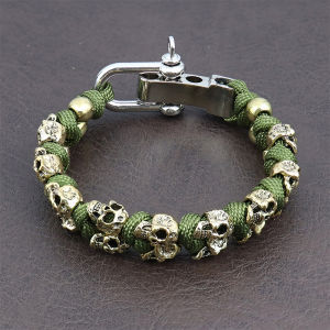 Fashion Design Skull Bracelets for Halloween Gifts Gothic Adjustable Woven Bracelet Punk Hip Hop Charm Male Jewelry Accessories