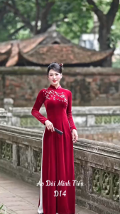 Áo Dài Chất Liệu NHUNG THE Cao Cấp Hàng Thêu + May Thủ Công Tỉ Mỉ - Mã D14