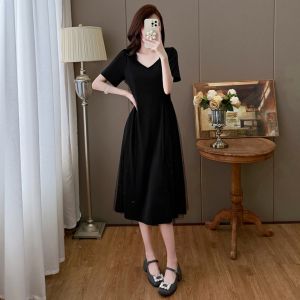 Đầm Dây Đen Giảm Cân V-neck Nữ có Nẹp Ép Eo và Sang Trọng