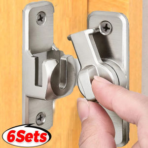 【XZxinzhan】6/1Set 90 Degree Sliding Door Latches Sliding Door Locks Anti-theft Buckle Latches Home Cupboard Door Catches DIY Hardware Accessories