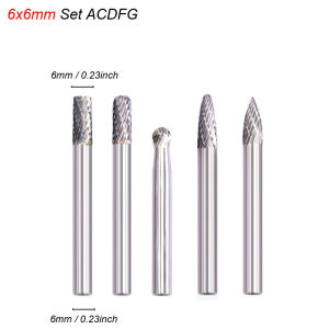 Tungsten Carbide Burrs Set 1/4inch 6mm Shank Double Cutter Rotary File Carving Die Grinder Bit for Metal Wood Stone Plastic Cut