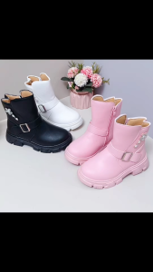 Fashion kids shoes zip ankle boots for kids girls medium heels rubber boots for kids girl size 26-36
