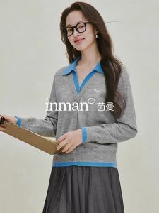 INMAN | Áo Sweater Hai Mảnh Giả V-neck Thêu