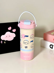 Cốc Nước Giữ Nhiệt Hình Chú Chó Dễ Thương Dung Tích Lớn Cốc Nước Bằng Thép Không Gỉ Di Động Cho Nữ Cốc Đi Theo Hai Cách Uống