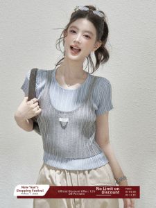 THROUS | Bộ Đồ Hai Mảnh Sọc Kẻ Áo Thun Co Dãn Ôm Sát