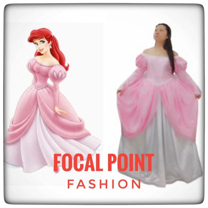 kostum princess Ariel dewasa little mermaid ball gown pink Disney
